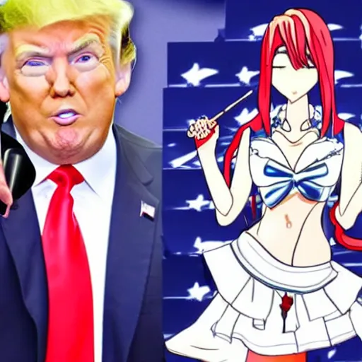 Prompt: donald trump as an anime girl,