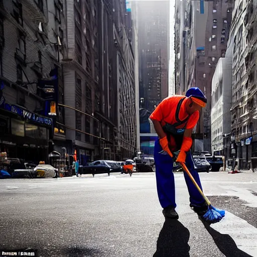 Prompt: closeup portrait of a cleaners mopping up the tears of crying people in a new york street, natural light, photography, world press photo