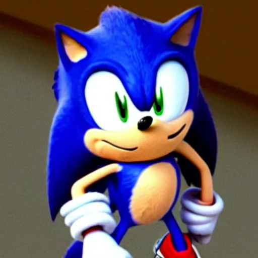 Prompt: Low Quality paparazzi photo of sonic