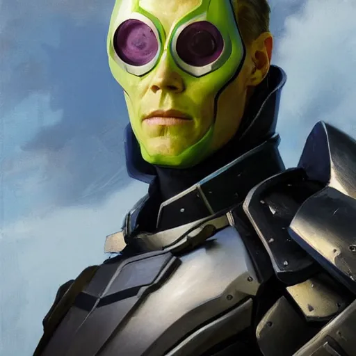 Prompt: greg manchess portrait painting of partially armored paul bettany aka vision as overwatch character, medium shot, asymmetrical, profile picture, organic painting, sunny day, matte painting, bold shapes, hard edges, street art, trending on artstation, by huang guangjian, gil elvgren, ruan jia, greg rutkowski, gaston bussiere