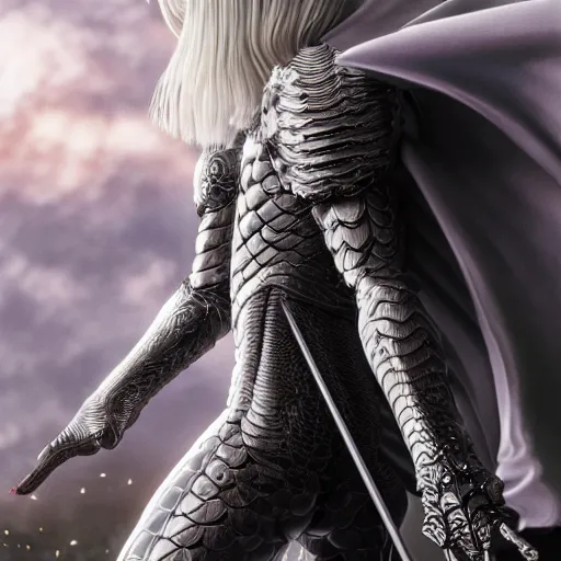 Prompt: full body portrait of griffith from berserk manga, posing, symmetrical composition, centred composition, hyperdetailed, octane render, photorealism, 4 k