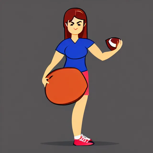 Prompt: female teacher holding apple like football in rushing linebacker pose vector logo, professional NFL sports style helmet logo, flat colours, bright colours, Adobe EPS, SVG, professional, sharp edges