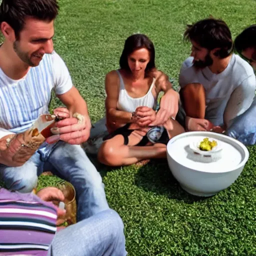 Prompt: argentinian mate, photorealistic, steaming hot, outdoors, with friends