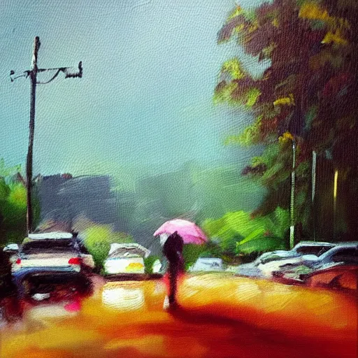 Prompt: “after a rain storm oil panting”