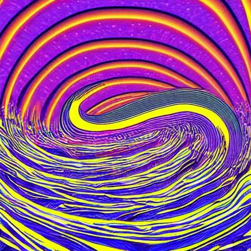 Prompt: dmt waves in an ocean of thoughts, digital art