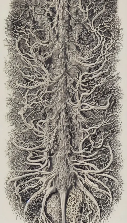 Image similar to life and death mixing together, by ernst haeckel