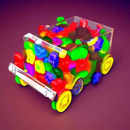 Image similar to motorcycle made out of candy and gummy bears, global illumination, photorealistic