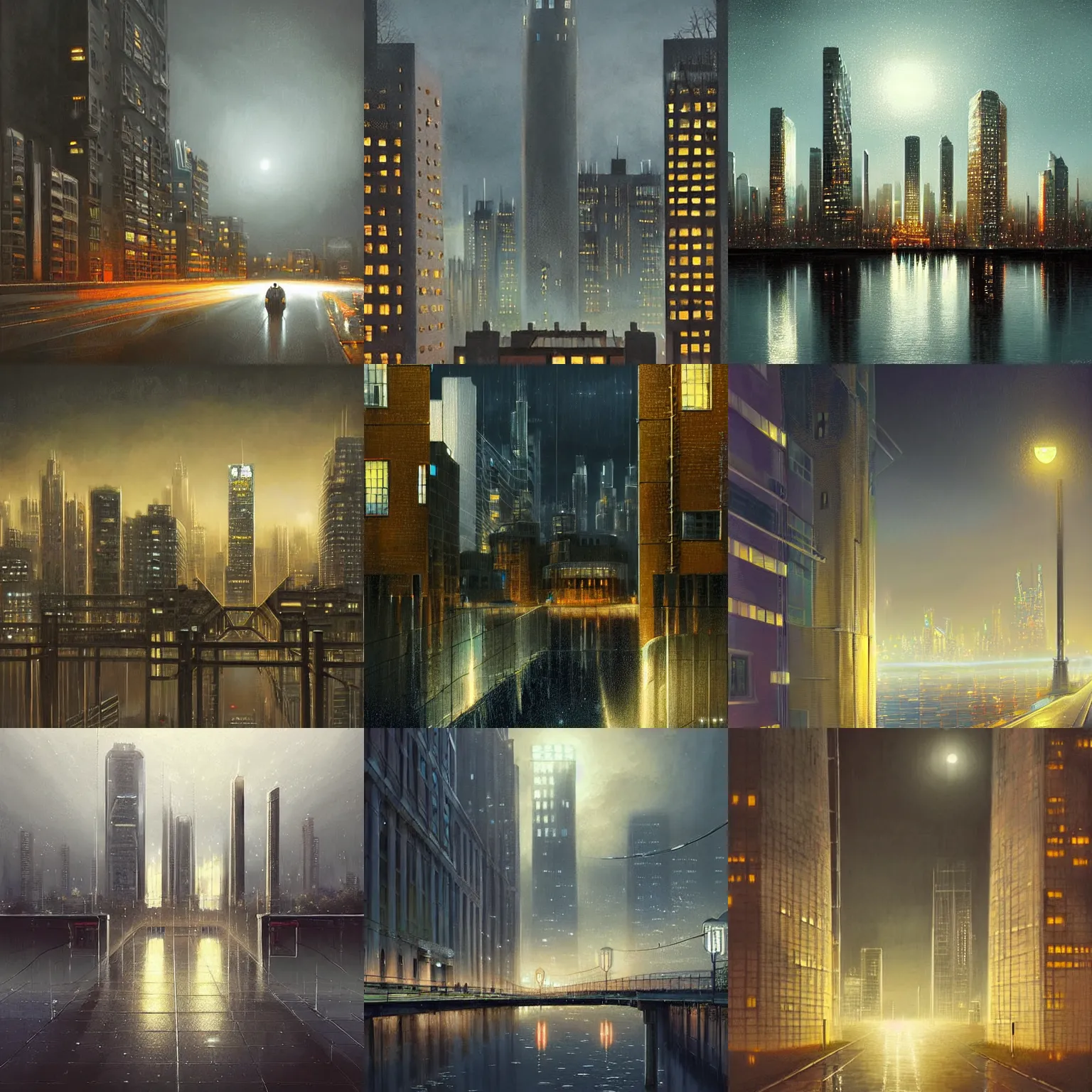 Prompt: a futuristic cityscape, science fiction, night lights, beautifully lit buildings, distant, sharp focus, smooth, volumetric lights, digital art by lee madgwick