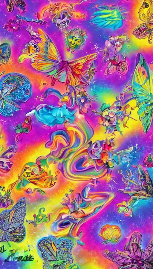 Image similar to life and death mixing together, by lisa frank,