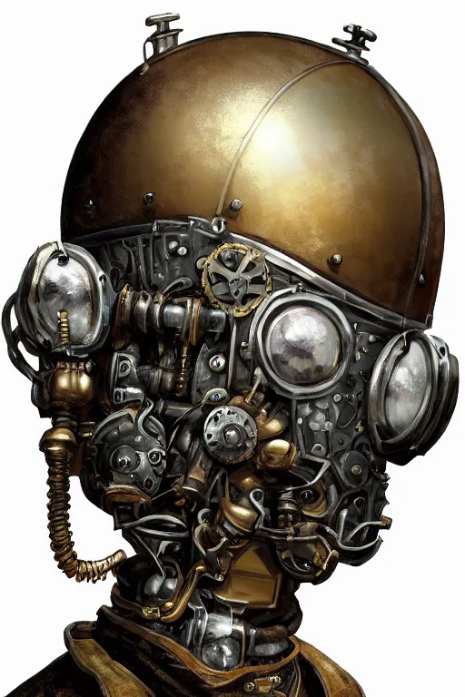 Image similar to steampunk helmet fantasy art mask robot ninja stylized digital illustration sharp focus, elegant intricate digital painting artstation concept art global illumination ray tracing advanced technology chaykin howard and campionpascale and cooke darwyn and davis jack