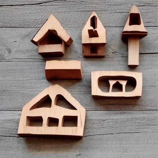 Prompt: detailed photo of wooden kids toys, simple, rustic, hard carved, steiner inspired, waldorf - n 4 - i