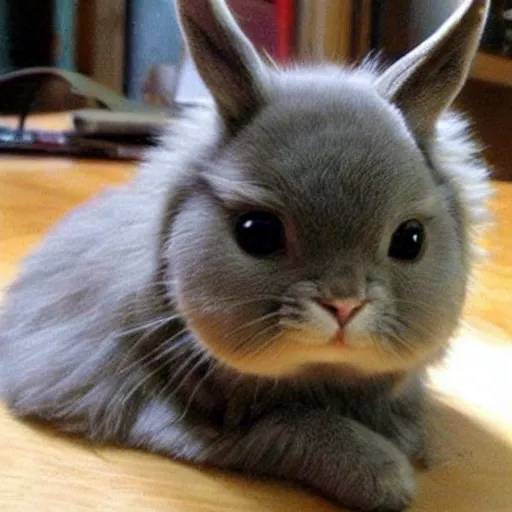 Prompt: look at my pet cabbit. it's a cat and rabbit crossbreed!