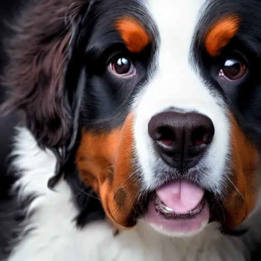 Image similar to portrait of a cute bernese dog, art by elke vogelsang, 8 k ultra realistic, trending on artstation, 4 k, hyperrealistic, focused, extreme details, unreal engine 5, cinematic, masterpiece