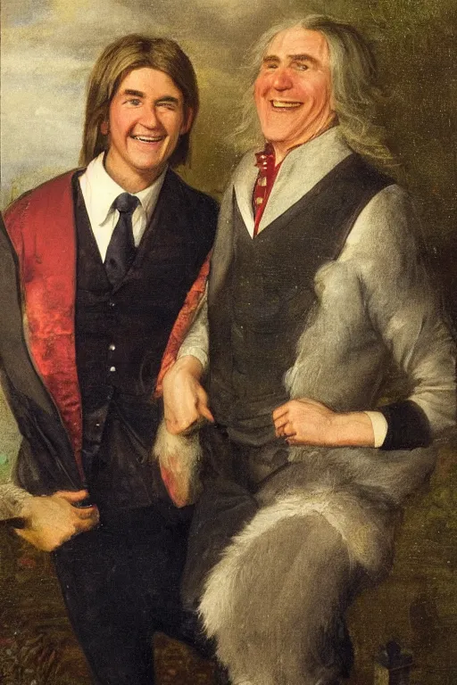 Prompt: Braco the Gazer and a laughing Sir Kier Starmer, colour portrait photograph