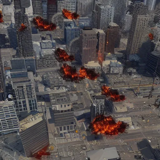 Prompt: A huge fireball impacts downtown, photorealistic, detailed, 8K