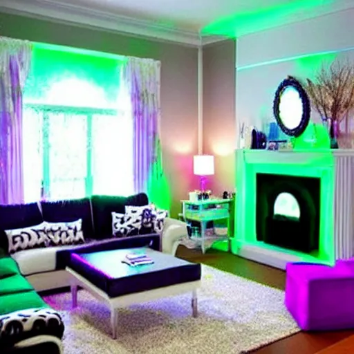 Image similar to a blacklight living room