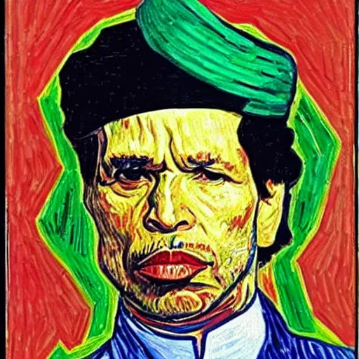 Image similar to president gaddafi portrait, van gogh