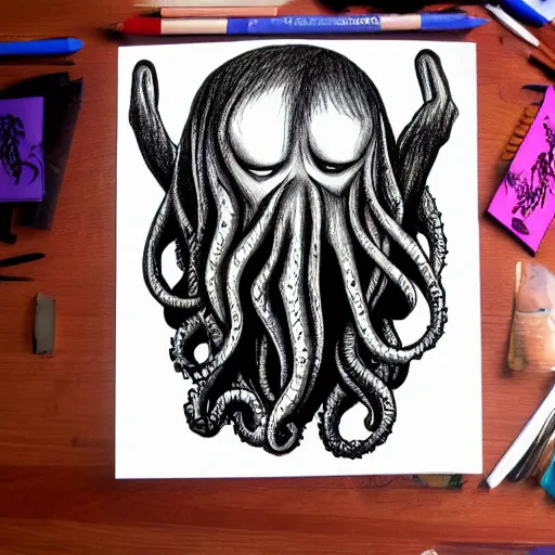 Image similar to cthulhu drawing junji ito style