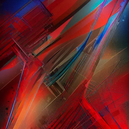 Image similar to the nonlinear. digital painting, vertical, intricate, beautiful, detailed, grunge, sharp focus, abstract art by kuvshino and el lissitzky and artgerm and kandinsky, trending on artstation. blue, dark red and dark purple color scheme, gradient darker to bottom