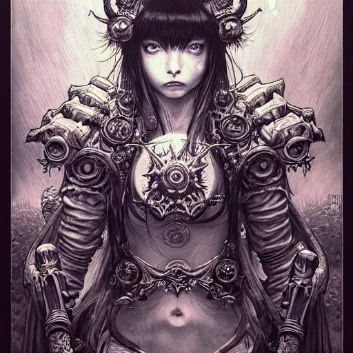 Image similar to prompt: World of Warcraft character portrait drawn Vania Zouravliov and Katsuhiro Otomo and Takato Yamamoto, inspired by Akira 1988 anime, magical and alchemical weapons, soft light, intricate detail, photorealistic style, intricate detailed oil painting, detailed illustration, oil painting, painterly feeling, intricate ink painting detail, sharp high detail, manga and anime 2000