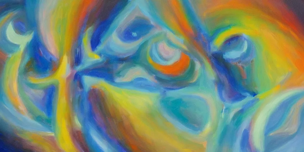 Image similar to the inner structure of quantum reality waves. Oil on canvas. Modern painting.