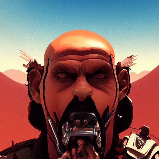 Image similar to face icon stylized minimalist mad max 2 : the road warrior, loftis, cory behance hd by jesper ejsing, by rhads, makoto shinkai and lois van baarle, ilya kuvshinov, rossdraws global illumination