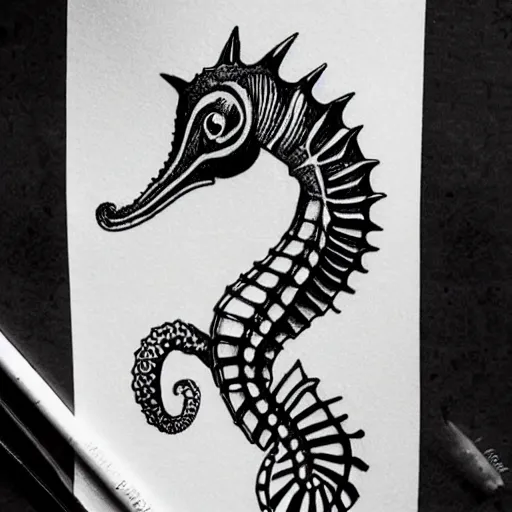 seahorse tattoo designs black