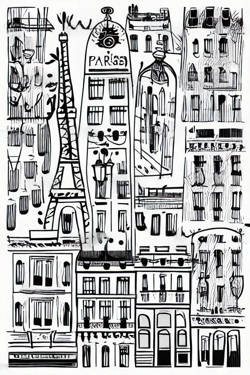 Image similar to minimalist boho style art of paris, illustration, vector art