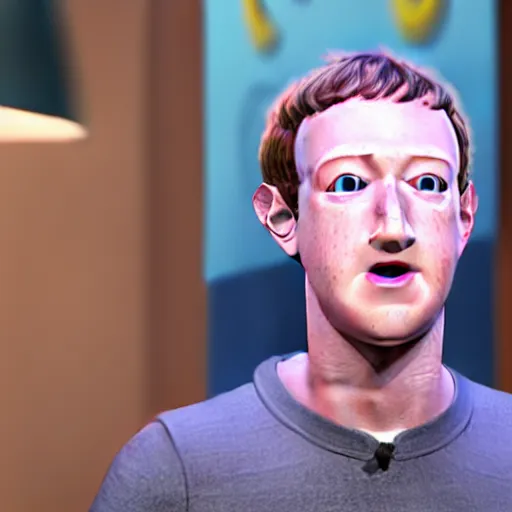 Image similar to new pixar character as mark zuckerberg, highly detailed, extremely high quality, hd, 4 k, 8 k, professional photographer, 4 0 mp, lifelike, top - rated, award winning, cinematic, realistic, detailed lighting, detailed shadows, sharp, no blur, edited, corrected, trending