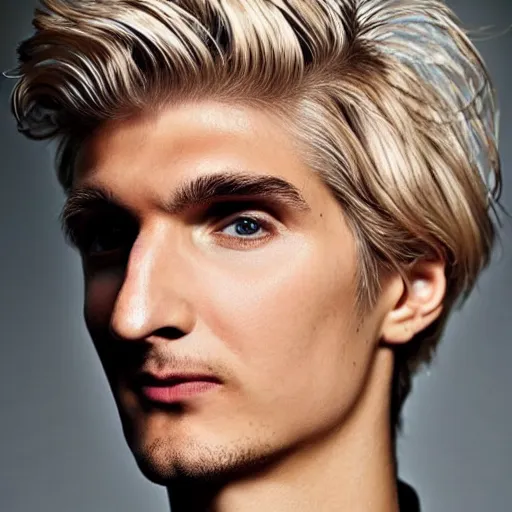 Image similar to really handsome gigachad xqc, beauty magazine photograph