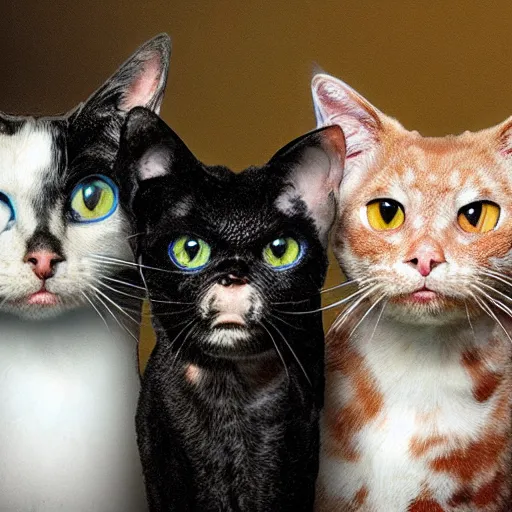 Image similar to three headed mutant cat, cronenberg, disturbing, gooey