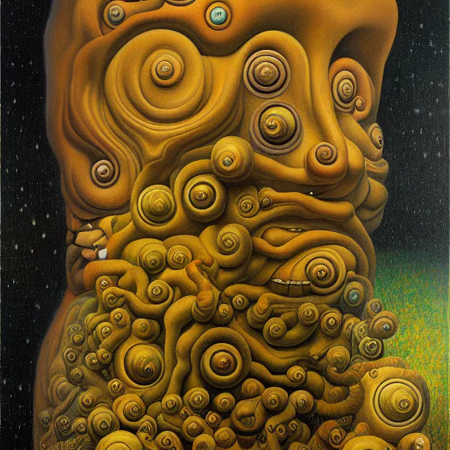 Image similar to an oil on canvas portrait painting, polycount, surrealism, surrealist, lovecraftian, cosmic horror, grant wood, gustav klimt, high detail