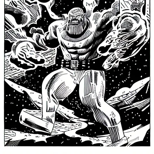 Prompt: mcbess illustration of thanos destroying the world