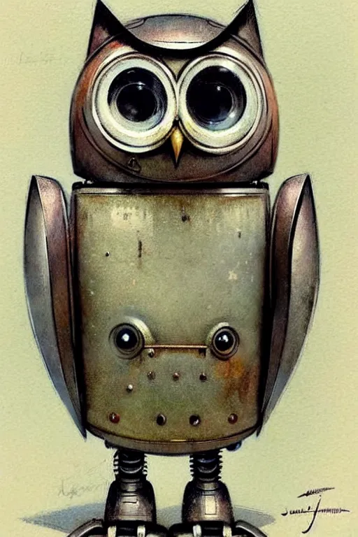 Prompt: (((((1950s retro robot owl . muted colors.))))) by Jean-Baptiste Monge !!!!!!!!!!!!!!!!!!!!!!!!!!!!!!