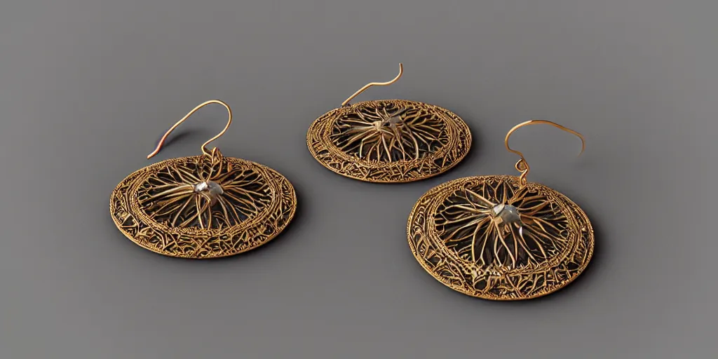 Image similar to earring design, jewelry design, wood, nordic, art deco, intricate, elegant, material, product design, trending on artstation, cgsociety, photo realistic, design by ziva cph and isabel lennse and kalevala, 8 k, unreal engine, c 4 d