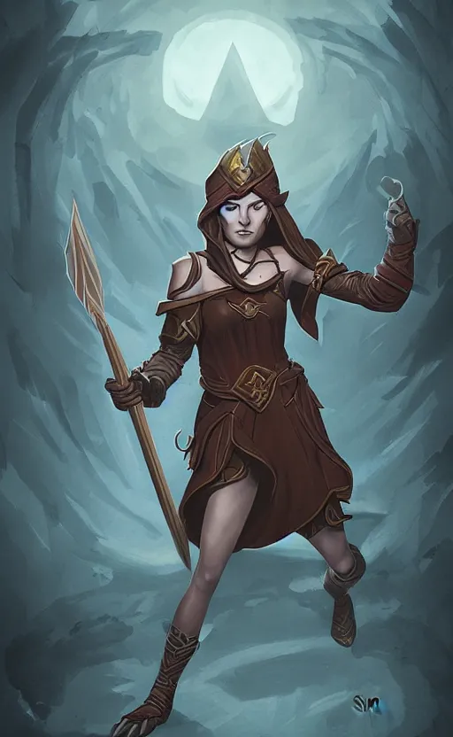 Prompt: powerful dark elve female young wizard, dungeons and dragons by simon kennedy, studio muti