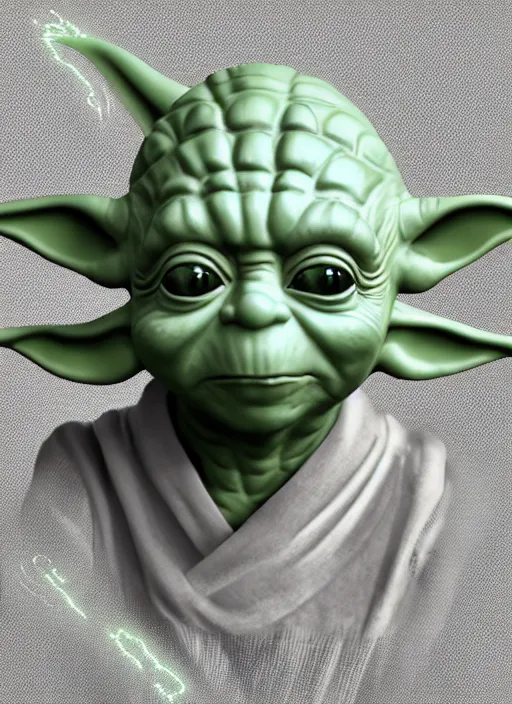 Image similar to yoda with human proportions, 8 k, hyperrealism, intricate, lens flare, bloom