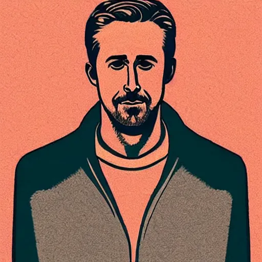 Image similar to “ ryan gosling retro minimalist portrait by jean giraud, moebius starwatcher comic, 8 k ”