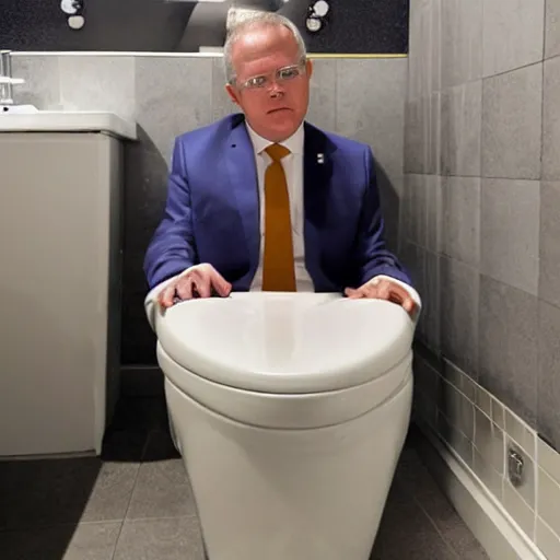 Image similar to scott morrison on the toilet