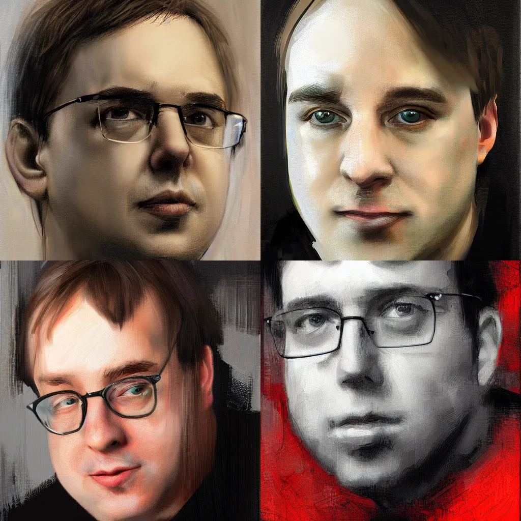 Prompt: A hyperdetailed digital oil portrait painting of a young Linus Torvalds in the style of Guy Denning and Ruan Jia. Trending on ArtStation and DeviantArt. Digital art.