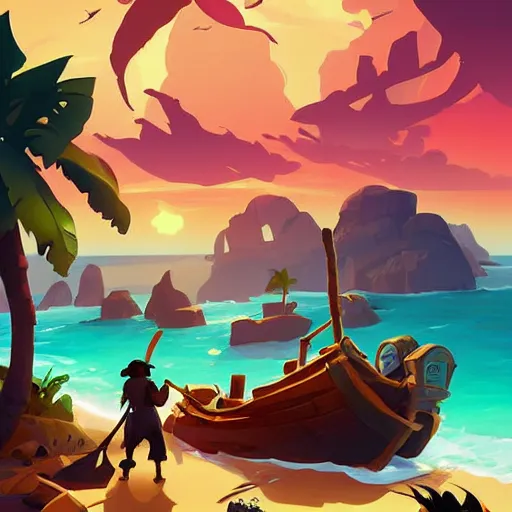 Image similar to painting treasure on sea of thieves game smooth median photoshop filter cutout vector, behance hd by jesper ejsing, by rhads, makoto shinkai and lois van baarle, ilya kuvshinov, rossdraws global illumination