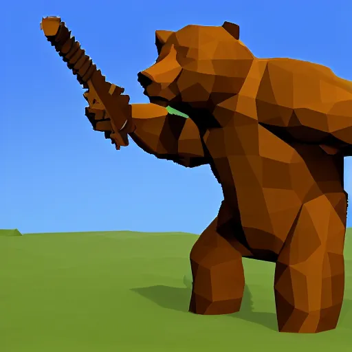 Image similar to image of an rpg bear enemy with low poly ps 1 graphics, upscaled to high resolution