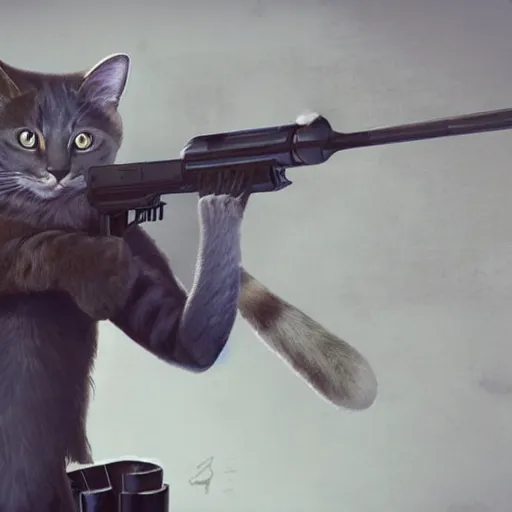 Prompt: a cat shooting church pews while shouting pew pew pew, ultra realistic, cgsociety