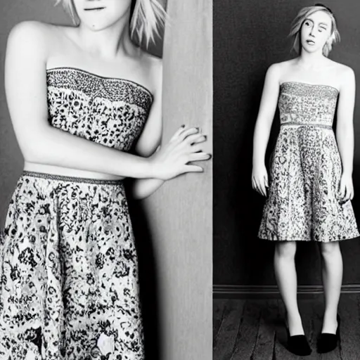 Prompt: Saoirse Ronan in a dress, photoshoot