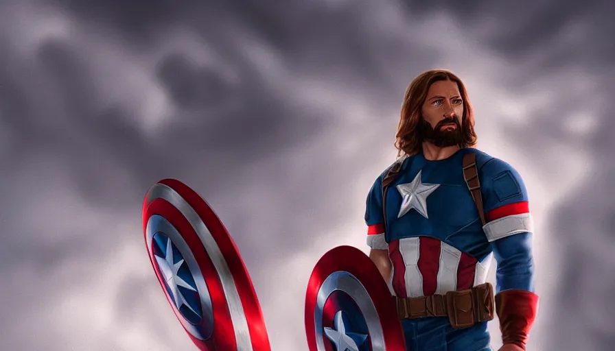 Prompt: Jesus Christ is Captain America, hyperdetailed, artstation, cgsociety, 8k