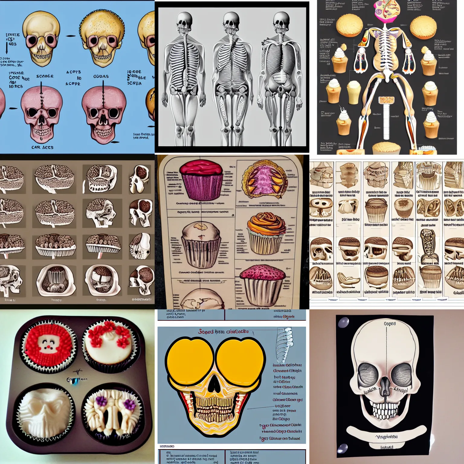 Prompt: cupcake anatomical chart of cupcake bone structure