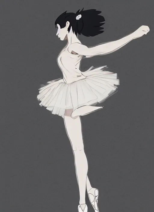 Image similar to ballerina, artwork made by makoto shinkai, inspired in hirohiko araki, clean details, light color palette, anatomically proportional, hd