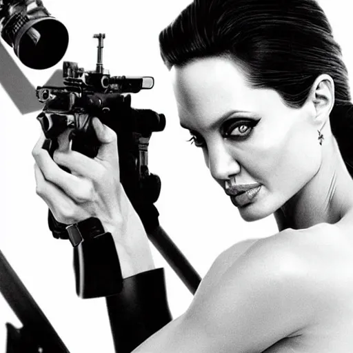 Image similar to an amazing award winning photo of angelina jolie as 0 0 7