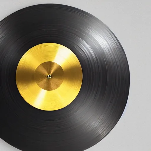 Image similar to a golden record on a black desk,