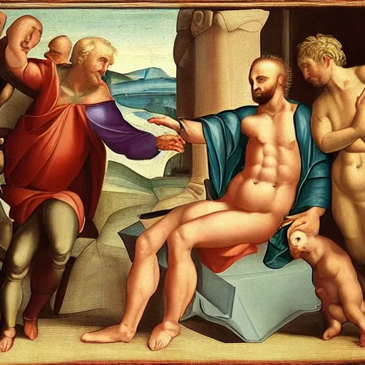 Prompt: creation of adam with boris johnson, renaisance style